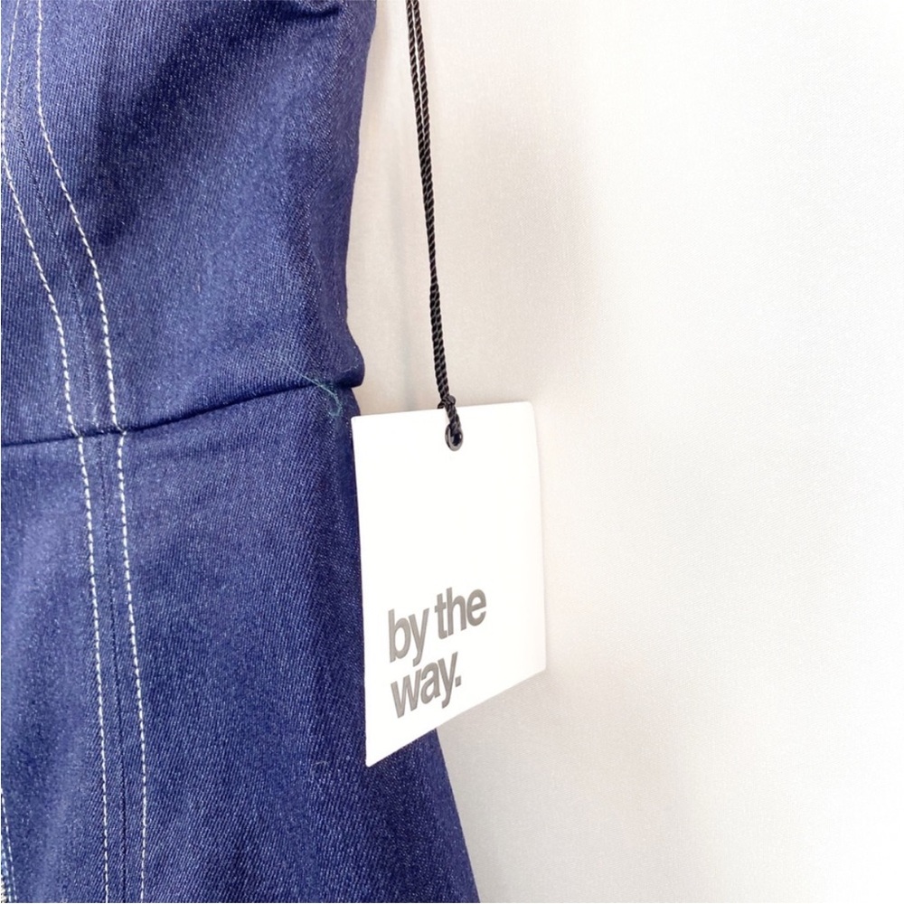 💙BY THE WAY Heidie zip up Denim mini strapless dress - Picture 4 of 7